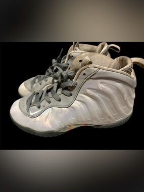 Nike Kids' White Iridescent Foamposite Sneakers